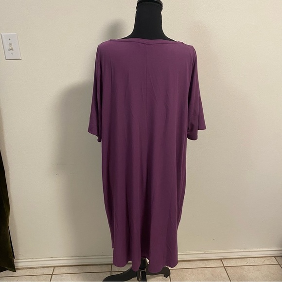 Eileen Fisher Dress Women’s Size 1X Plum Purple Jersey Knit MIDI Dress - Picture 5 of 14